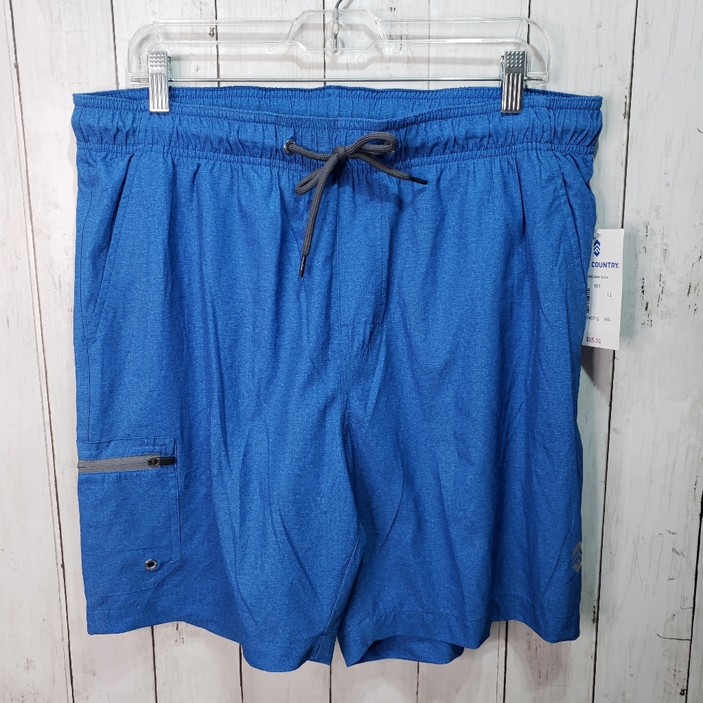 New! Free Country Men's Blue Swim Shorts Size Larg